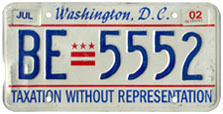 Plate no. BE-5552, issued July 2001