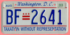 2000 plate no. BF-2641 with Aug. 2003 stickers