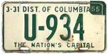 1953 Passenger plate no. U-934 revalidated for 1954