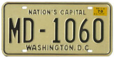1968 (exp. 3-31-69, validated for 1969 (exp. 3-31-70)) Medical Doctor plate no. MD-1060