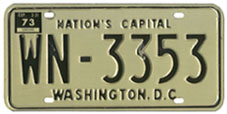 1968 base Diplomatic plate no. WN-3353 validated for the 1972 (exp. 3-31-73) registration year