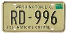 1966 (undated, exp. 3-31-67) Rental plate no. RD-996 validated for 1967 (exp. 3-31-68)
