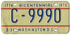 1974 base Commercial plate no. C-9990