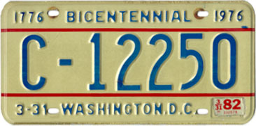 1974 (original exp. 3-31-75) Commercial/Truck plate no. C-12250 revalidated through 3-31-82