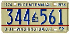 1974 Passenger plate no. 344-561 validated for 1975-76 (exp. 3-31-76)