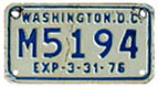 1975 (exp. 3-31-76) motorcycle plate no. M5194