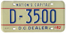 1978 base Dealer plate no. D-3500