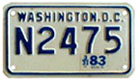 c.1978 base motorcycle plate no. N2475 validated for 1982 (exp. 3-31-83)