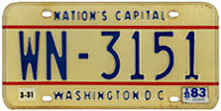 1978 base Diplomatic Staff plate no. WN-3151