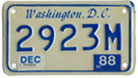 1984 base motorcycle plate no. 2923M validated for 1987 (exp. Dec. 1988)