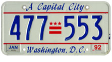 1984 Passenger plate no. 477-553 validated for 1991-1992 (exp. Jan. 1992)