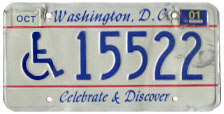 Late style 1991 base Handicapped Person plate no. 15522