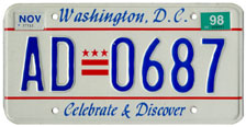 1991 Passenger plate no. AD-0687 validated for 1997-1998 (exp. Nov. 1998)