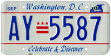 Plate no. AY-5587, issued Sep. 2000