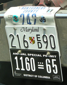 2011-12 Annual Special Permit with Maryland and Montgomery plates