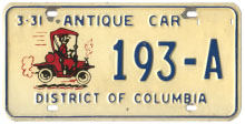 First-issue Antique Car plate no. 193-A