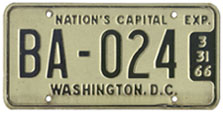 1965 (exp. 3-31-66) Bus plate no. BA-024