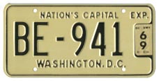 1965 (exp. 3-31-66) Bus plate no. BE-941 validated for 1968 (exp. 3-31-69)