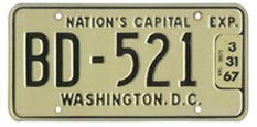 1965 (exp. 3-31-66) Bus plate no. BD-521 validated for 1966 (exp. 3-31-67)