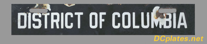 Portion of a porcelain enamel Washington, D.C. license plate; link to site home page.