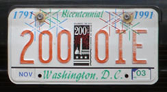City Bicentennial plate no. 200-OIE