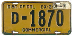 1946 Commercial plate no. D-1870 validated for 1947