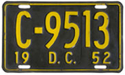 1952 Commerical plate no. C-9513