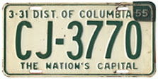 1953 Commercial (Truck) plate no. CJ-3770, validated for 1954 (exp. 3-31-55)