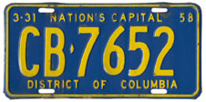 1957 Commercial (Truck) plate no. CB-7652