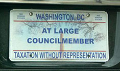 Special license plate for members of the D.C. Council elected at large