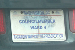Plate issued to the D.C. Council member elected from Ward 4.
