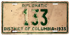 1935 Diplomatic plate no. 133