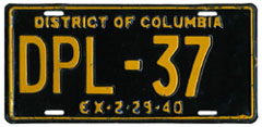 1939 (exp. 2-29-40) Diplomatic plate no. 37