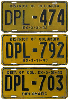 Three 1942 (exp. 3-31-43) Diplomatic plates