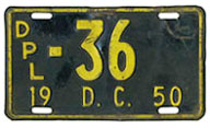 1950 Diplomatic plate no. 36