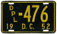1952 (exp. 3-31-53) Diplomatic plate no. 476