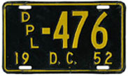 1952 Diplomatic plate no. 476