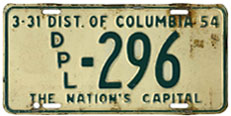 1953 (exp. 3-31-54) Diplomatic plate no. 296