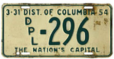 1953 Diplomatic plate no. 296