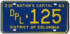 1961 Diplomatic plate no. 125