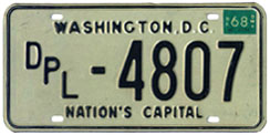 1967 (exp. 3-31-68) Diplomatic plate no. 4807