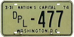 1973 (exp. 3-31-74) Diplomatic plate no. 477