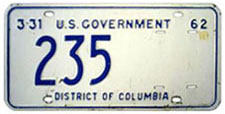 1961 (exp. 3-31-62) U.S. Govt. plate no. 235