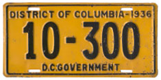 1936 D.C. Government-Owned Vehicle plate no. 10-300
