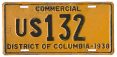 1938 U.S. Govt. truck plate no. 132