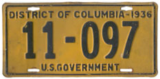 1936 U.S. Govt. plate no. 11-097