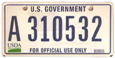 U.S. Dept. of Agriculture license plate