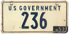 1952 (exp. 1953) U.S. Government plate no. 236