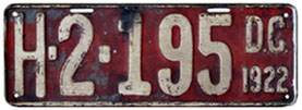 1922 Hire (Taxi) plate no. H-2-195