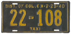 1939 Taxi plate no. 22-108